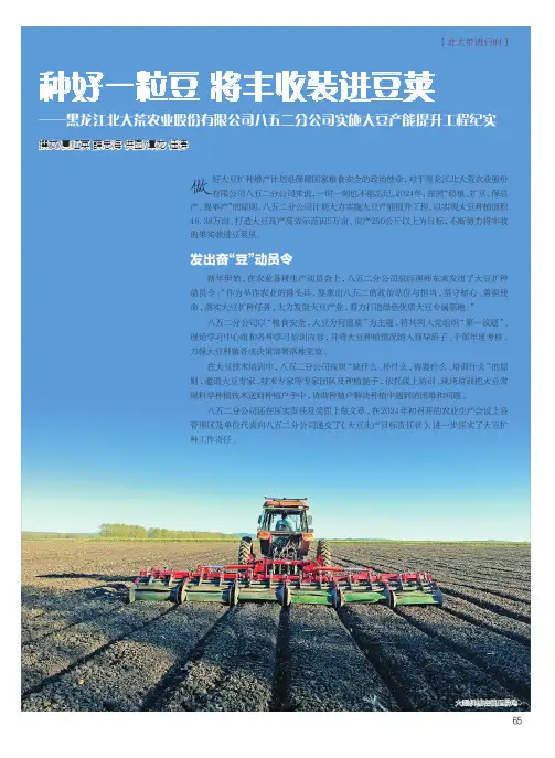 种好一粒豆_将丰收装进豆荚——黑龙江北大荒农业股份有限公司八五二分公司实施大豆产能提升工程纪实