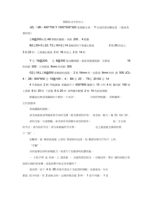 钢筋平法标注在图纸中的含义