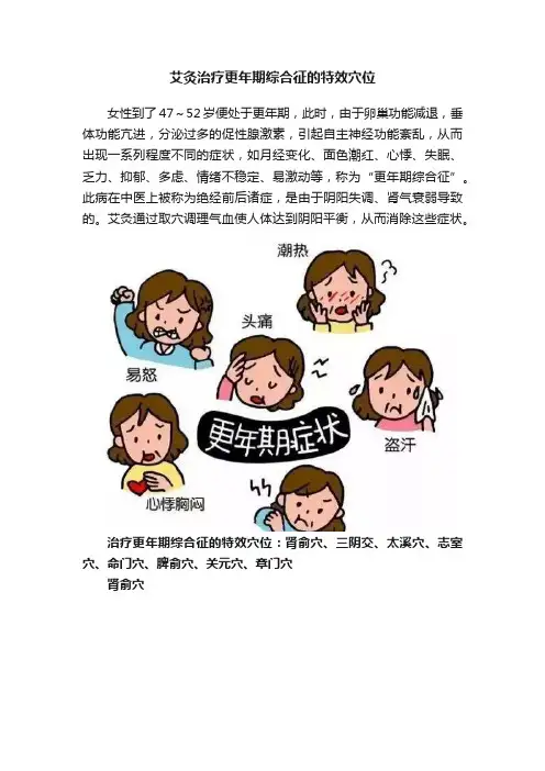 艾灸治疗更年期综合征的特效穴位