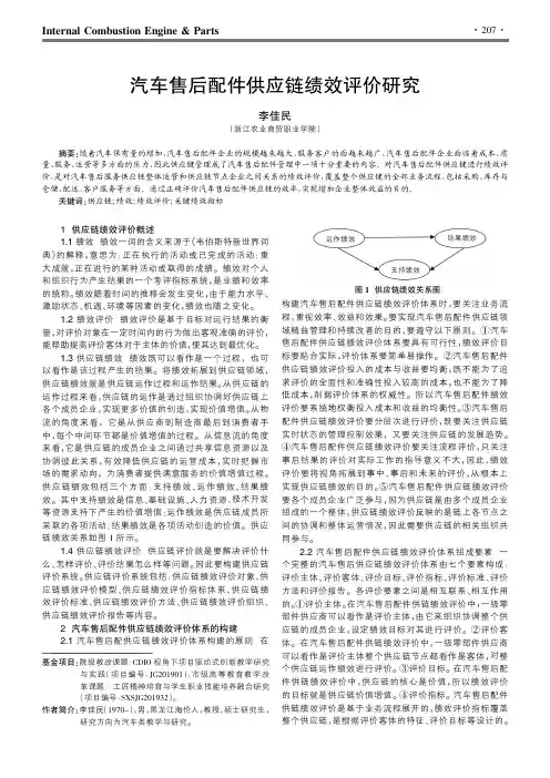 汽车售后配件供应链绩效评价研究