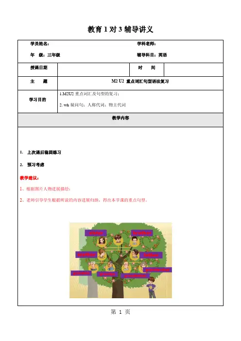 三年级上册英语同步拓展M2 Unit 2 My family 牛津上海版