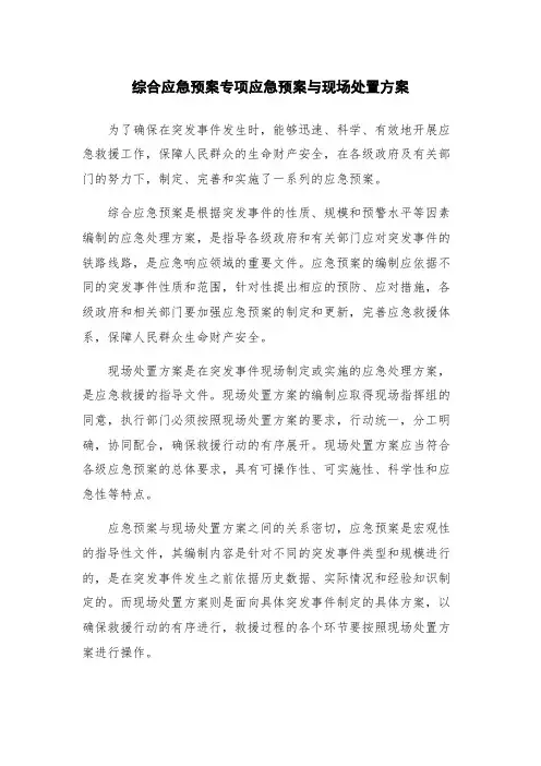 综合应急预案专项应急预案与现场处置方案