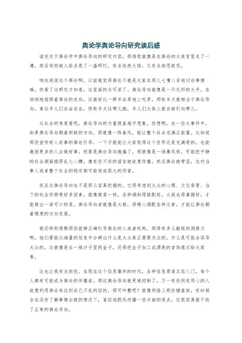 舆论学舆论导向研究读后感