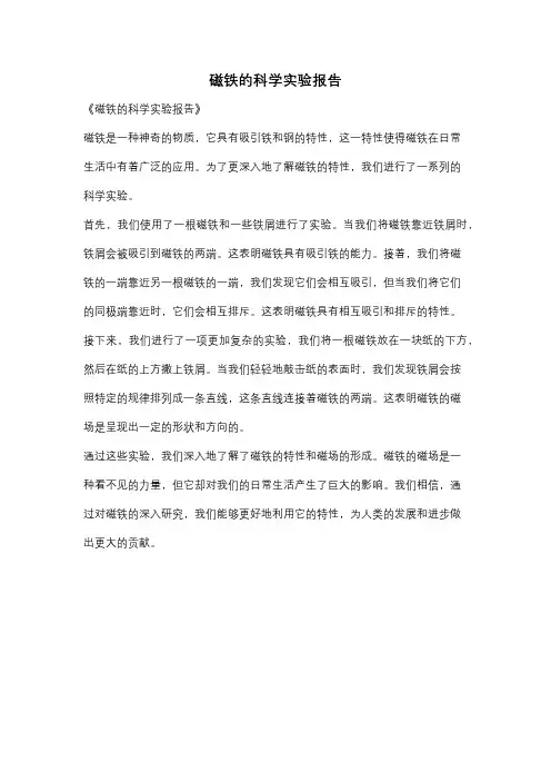 磁铁的科学实验报告