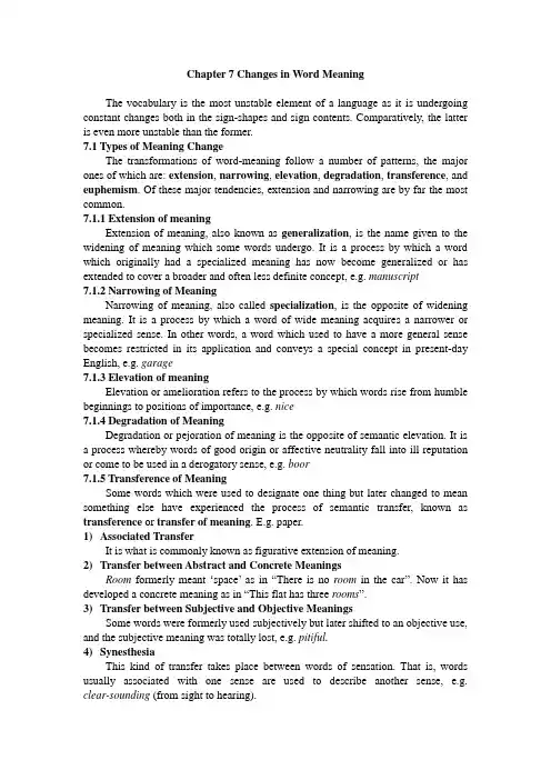 Chapter 7 Changes in Word__ Meaning