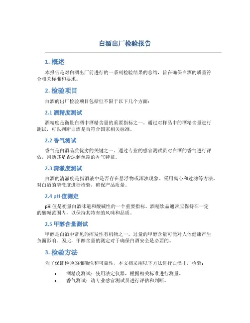 白酒出厂检验报告