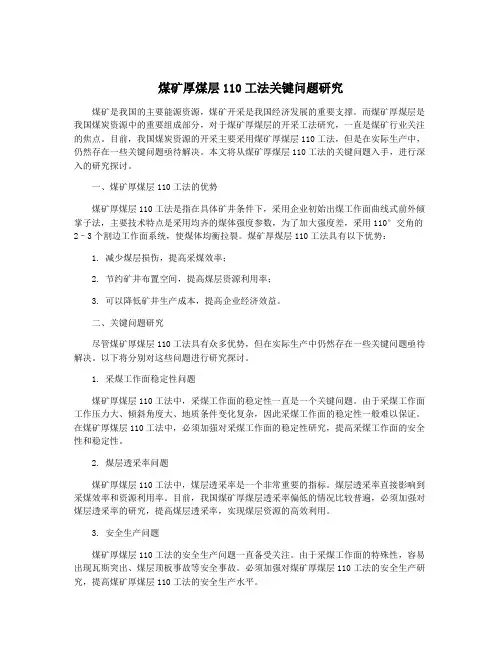 煤矿厚煤层110工法关键问题研究