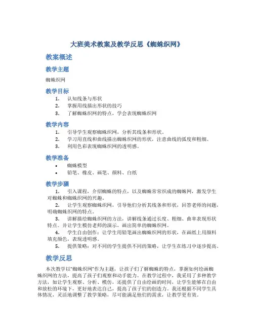 大班美术教案及教学反思《蜘蛛织网》