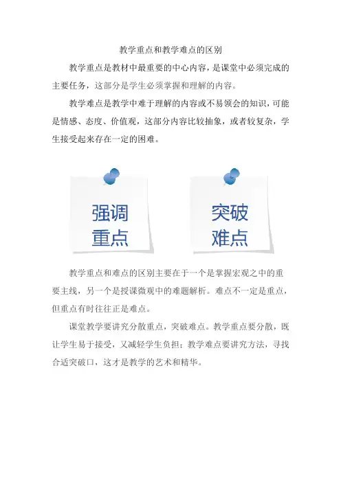 教学重点和教学难点的区别