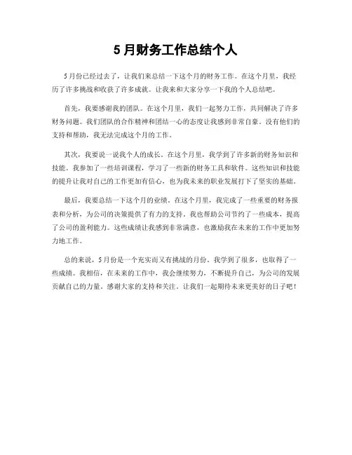 5月财务工作总结个人