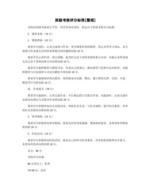 班级考核评分标准[整理]