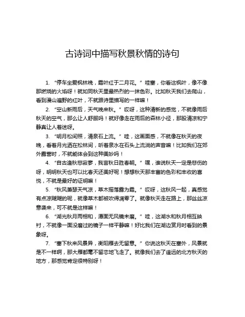 古诗词中描写秋景秋情的诗句