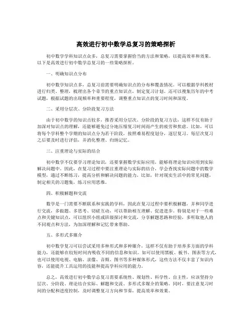 高效进行初中数学总复习的策略探析