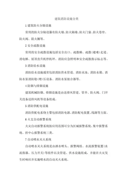 建筑消防设施分类