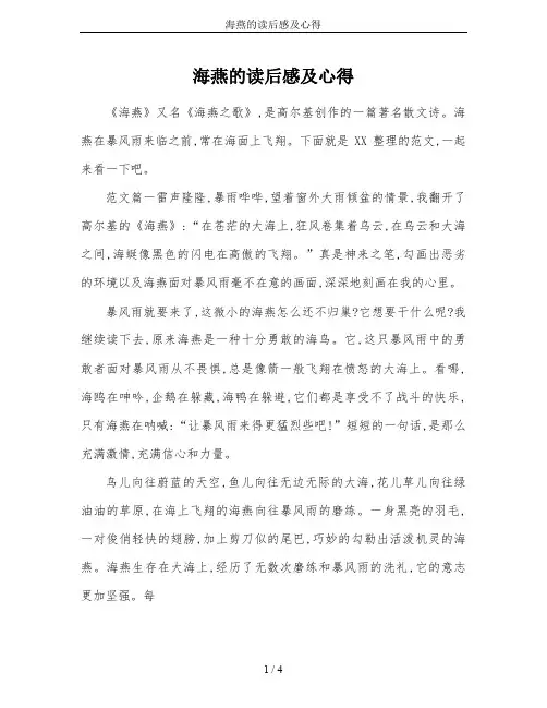 海燕的读后感及心得
