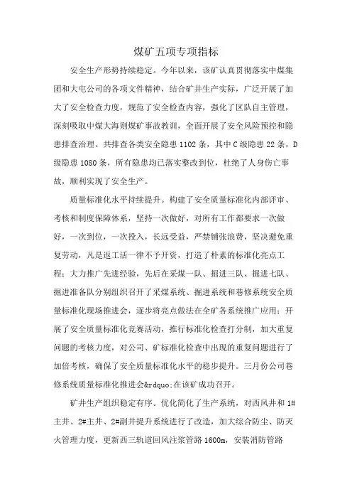 煤矿五项专项指标