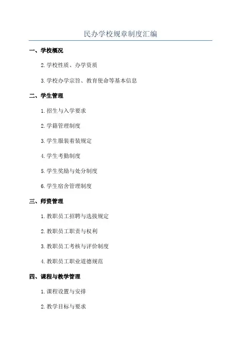 民办学校规章制度汇编