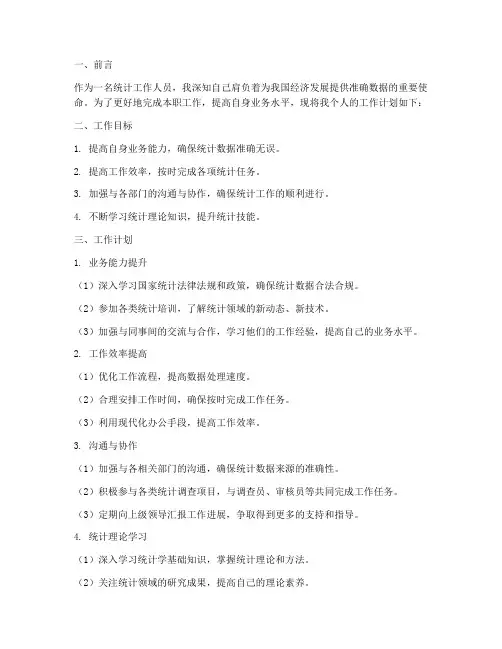 统计工作人员个人工作计划