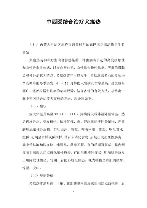 中西医结合治疗犬瘟热