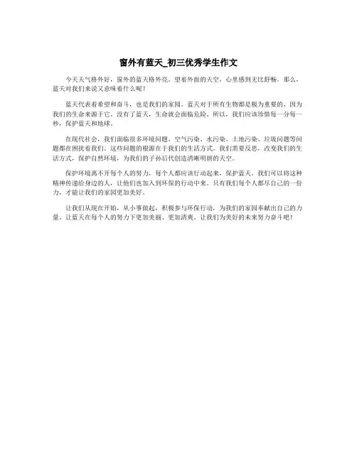 窗外有蓝天_初三优秀学生作文