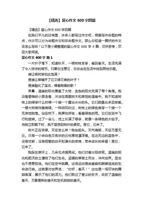 【精选】留心作文600字四篇