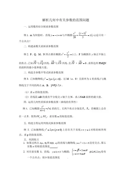 解析几何中有关参数的范围问题