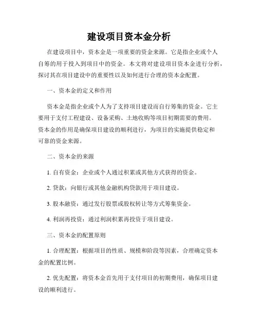 建设项目资本金分析