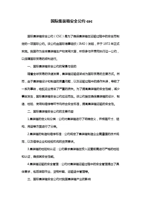 国际集装箱安全公约csc