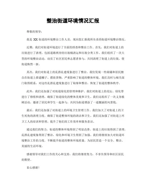 整治街道环境情况汇报
