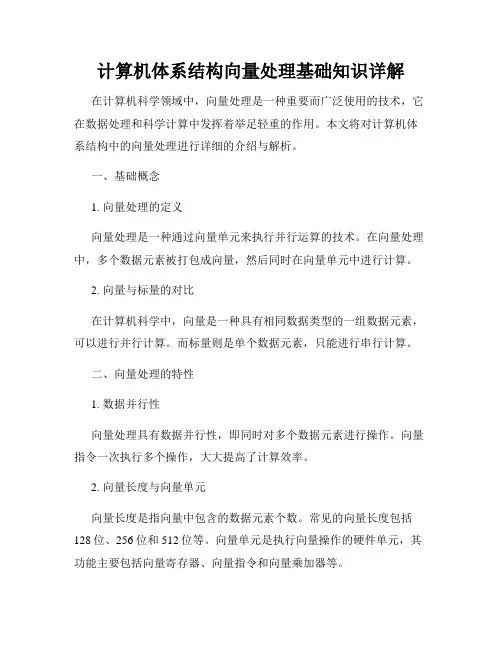 计算机体系结构向量处理基础知识详解