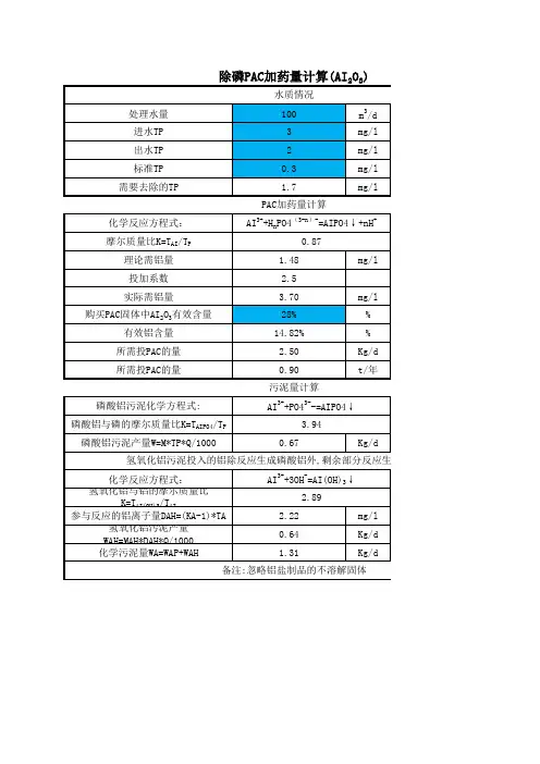 污水除磷计算