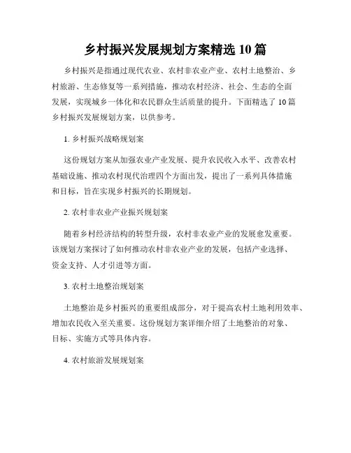 乡村振兴发展规划方案精选10篇