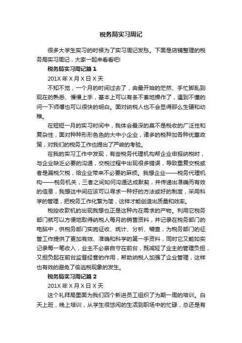 税务局实习周记