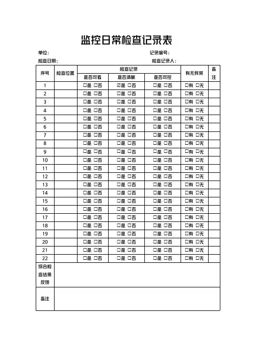 监控日常检查记录表格