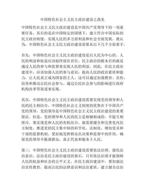 中国特色社会主义民主政治建设之我见