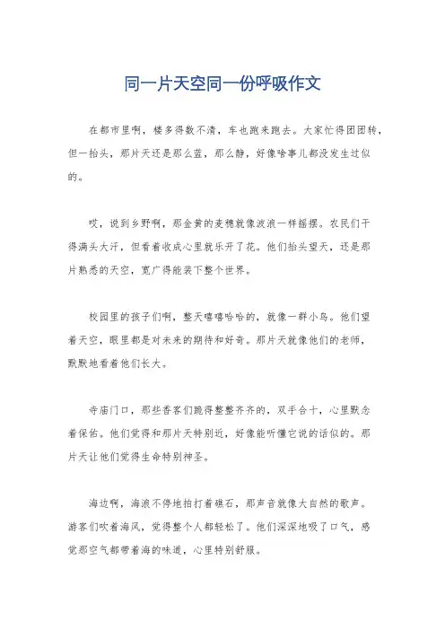同一片天空同一份呼吸作文