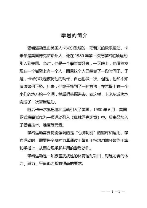 攀岩的简介
