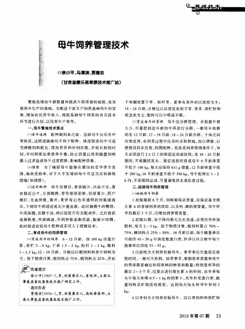 母牛饲养管理技术