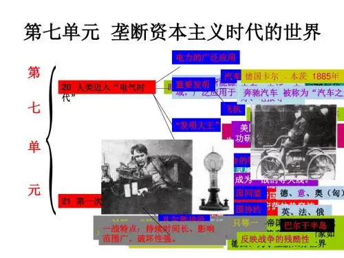 九年级历史垄断资本主义时代的世界