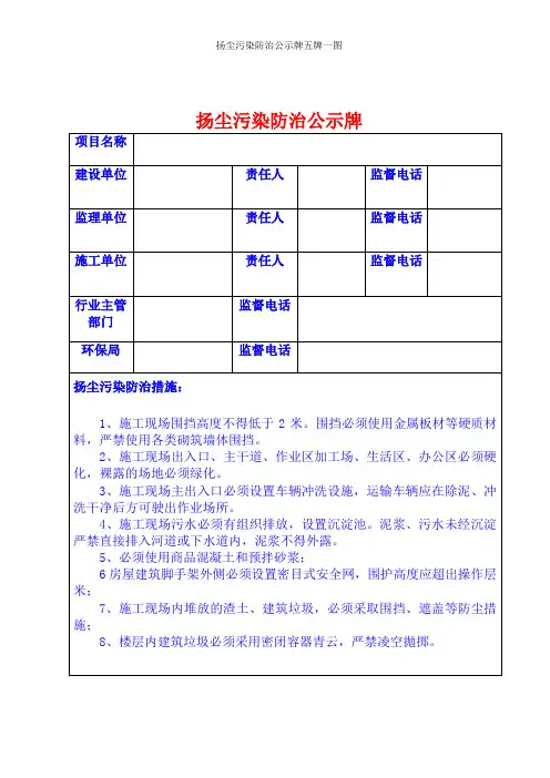扬尘污染防治公示牌五牌一图
