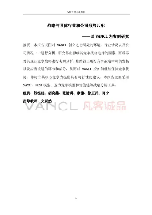 企业战略管理案例分析报告(举例)