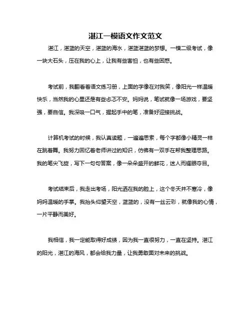 湛江一模语文作文范文