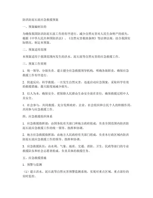 防洪防泥石流应急救援预案