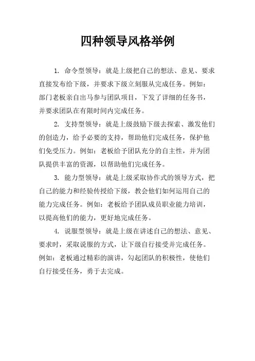 四种领导风格举例