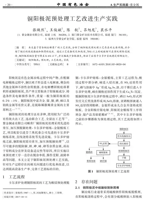 铜阳极泥预处理工艺改进生产实践