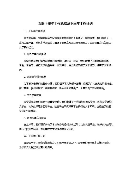 文联上半年工作总结及下半年工作计划