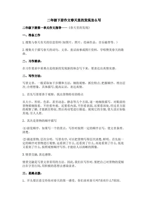 二年级下册作文春天里的发现怎么写