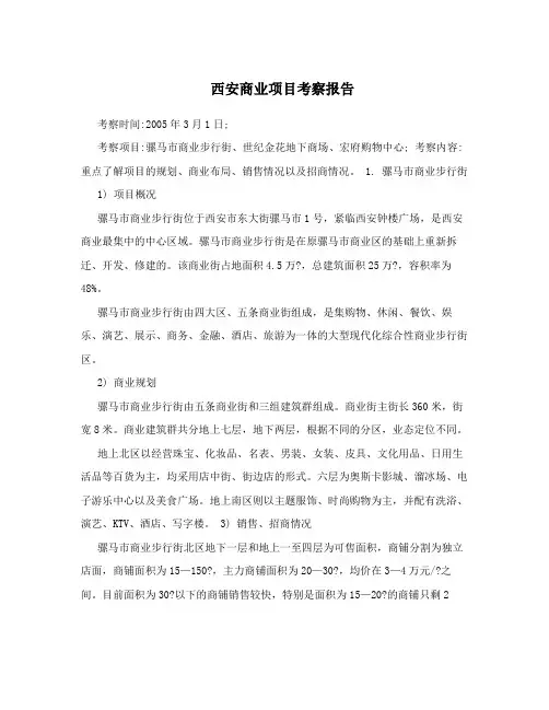 西安商业项目考察报告