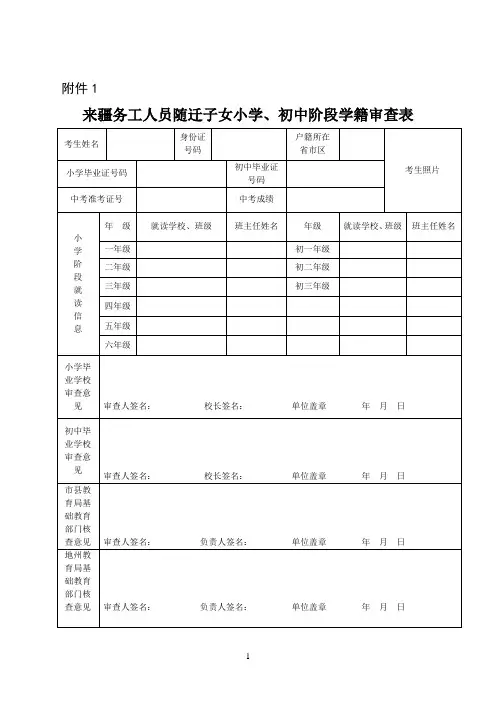 2017年高考报名各类审核用表