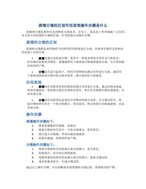 蒸馏分馏的区别作用原理操作步骤是什么